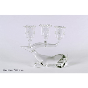 Porte-bougie en verre soufflé à la main en forme de cerf, candélabre décoratif à 3 lumières, sculpture animale, 15 x 13 cm - Product Image 3
