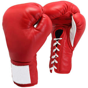 Gants de boxe en cuir blancs à doigts entiers avec rayures rouges et vertes, fermeture éclair et poignet auto-agrippant pour entraînement unisexe adulte - Product Image 6