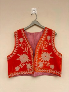 Suzani <b>Velvet</b> Vest for Women and <b>Men</b> Embroidered Boho Ethnic Sleeveless <b>Jacket</b> Handmade Vintage Floral Breathable Festival Wear - Product Image 3
