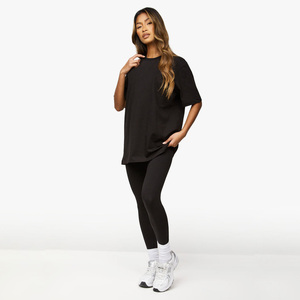 Camiseta unisex de nuevo estilo, 100% algodón peinado, 180-200 g/m², oversize, estilo streetwear, hombros caídos, lisa, para mujer. - Product Image 5