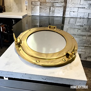12" Round Decorative Handmade Antique Brass Nautical Porthole Wall <b>Mirror</b> Marine Ship Window Coastal Home Office Hotel Decor - Product Image 5