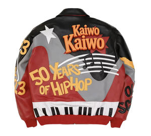 Blouson Bomber Hip Hop en Cuir d'Agneau Personnalisé pour Homme avec Broderie Piano – Vestes en Cuir Véritable pour l'Extérieur – Prise en Charge OEM - Product Image 3