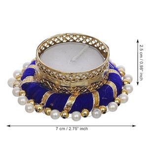 Elegant Golden Blue Decorative <b>Tea</b> <b>Light</b> Candle Holders for Home Decor - Product Image 4