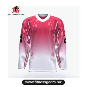 Maillot de hockey sur glace pour homme, col en V, manches longues, polyester anti-humidité, coupe classique adulte, vêtements bicolores - Product Image 5