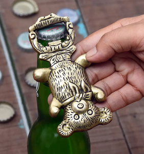 Professional Dealer Selling India-Origin Customizable <b>Teddy</b> <b>Bear</b> Shape Antique Gold Handcrafted Brass Metal <b>Bottle</b> Opener - Product Image 1