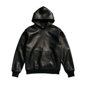 Hoodies sur mesure de haute qualité, en cuir coloré, coupe ample, épais, à manches longues, pour hommes - Product Image 1
