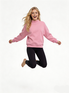 Soft Loose Oversized <b>Women</b> Mock Neck Sweatshirt Casual Daily Street <b>Tops</b> 100% Cotton Material Lightweight - Product Image 4