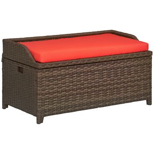 Panca Contenitore Impermeabile da Esterno in Rattan PE da 34 Galloni per Patio, Terrazza o Bordo Piscina - Product Image 1
