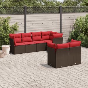 Ensemble de canapés de patio en polyrotin marron 7 pièces avec coussins, ensembles de jardin - Product Image 1