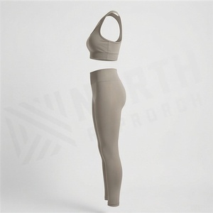 Conjunto de yoga sin costuras para mujer, 2 piezas: sujetador deportivo tipo racerback y leggings de cintura alta - Product Image 3