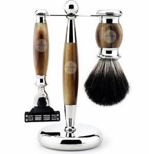 Men's Shaving <b>Set</b> Silver Tip Badger Brush 5-Blade <b>Razor</b> German Steel Stand - Product Image 3