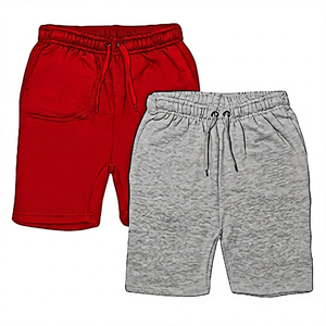 Shorts décontractés pour hommes en coton tricoté écoresponsable avec cordon de serrage, couleur unie, poches, respirants, taille mi-haute, pour le sport, gris - Product Image 5