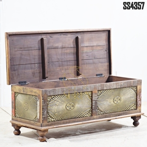 SUREN SPACE SS2632 Baúl de Madera de Diseño Único, Hecho a Mano por Diseñadores Indios, Último Diseño, Estilo Único, Baúl Comercial para Sala de Estar - Product Image 1