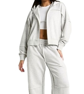 เสื้อออกกำลังกายแขนยาวมีฮู้ดแบบรูดซิปหน้าประตูผ้าใส่สบายมาใหม่ - Product Image 1