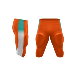 Men's Fitted Football <b>Padded</b> <b>Pant</b> Orange Teal White Color Blocking Sublimated Moisture Wicking Breathable Quick Dry Seamless - Product Image 1