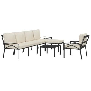 Grand ensemble de salon de jardin modulaire en acier thermolaqué noir et sable - Product Image 3