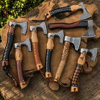 Ensemble de 8 haches vikings en acier carbone forgé à la main : hache nordique LARP, cadeau pour petit ami