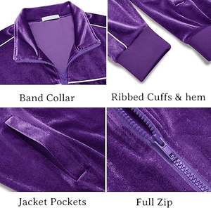Conjunto Deportivo de Terciopelo, Corte Ajustado, Cintura Elástica, Transpirable, Informal, para Otoño, Entrenamiento Deportivo, Color Sólido Personalizado - Product Image 6