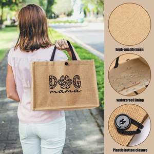 Multi Functional Jute Picnic Tote <b>Bag</b> for Grocery Beach Travel and Picnic - Product Image 5