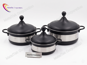 Ensemble de casseroles isothermes en acier premium, chauffe-plats, plat de service avec élégante bande bleue, poignées durables, couvercle, idéal pour la vente en gros - Product Image 5