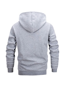 Men's Hooded Fleece Zipper Sweatshirt Solid Color Boxy Fit Casual Winter Windproof Eco-Friendly Pocket Knitted 100% Cotton 2027 - Product Image 4