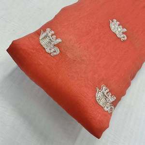 Tissu perlé en soie et mousseline, tissu brodé, dentelle à sequins, organza pour robe de mariée, abaya, caftan, fournisseur de mode, exportateur en gros - Product Image 2