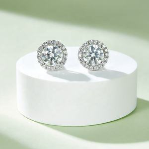 Pendientes de Diamantes de Moissanita Premium, Plata 925, Corte Redondo con Corte Brillante, para Uso Unisex - Product Image 5