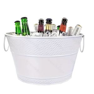 Elegante Cubeta para Bebidas de Metal Galvanizado con Acabado Martillado, Cubo de Hielo con Asas Laterales para el Hogar y Eventos, Enfriador de Vino al Mejor Precio - Product Image 1