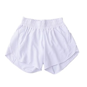 Shorts de sport blancs tricotés taille haute pour femme, coupe ample, respirants, taille élastique, couleur unie, décontractés, pour l'été - Product Image 5