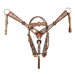 Collier de poitrine de bride usiné à la main Western Headstall Tack Set Horse - Product Image 1