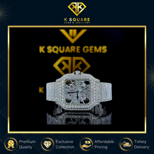 Fournisseur en gros de haute qualité vendant une nouvelle montre à quartz de luxe automatique analogique VVS carrée avec mouvement diamanté, en promotion - Product Image 2
