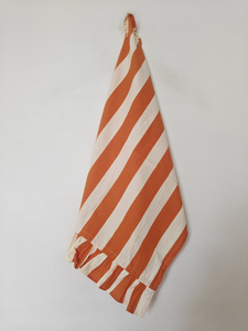 Serviette de cuisine en coton décorative à imprimé floral, orange et blanc, imprimée à la main, tissée, rectangulaire, lavable en machine - Product Image 1