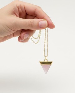 Collier pendentif en quartz rose, doré, élégant, avec pierre précieuse en cristal, bijou fantaisie, cadeau pour femme - Product Image 5