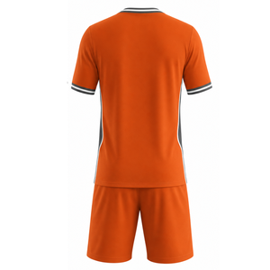 Trendy Vibrant Orange Soccer Uniform Set with Black and White Trim Sublimated Football uniform teamwear - Product Image 2