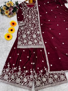 <b>Presenting</b> New Collection Modern Heavy Chinnon Silk Embroidery Salwar Kameez Set for Women Party Wear - Product Image 5