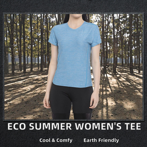 T-shirts pour femmes en jersey uni, écologiques, décontractés, de haute qualité, avec logo personnalisé, respirants, prix de gros bas - Product Image 2