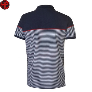 Camiseta de Hombre Hexaplus Industries, Tejido Sólido 100% Algodón, Transpirable, Manga Corta, Casual, Azul Marino con Ribete Blanco y Rojo - Product Image 2