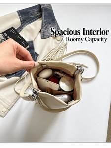XH PU Leather Bucket Bag Women Crossbody Messenger Purse <b>Small</b> Shoulder <b>Handbag</b> Vintage Bohemian Gathering Opening - Product Image 4