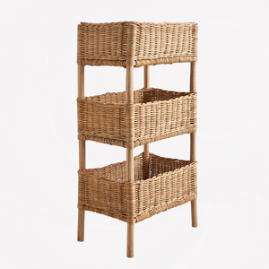 Boho Chic Natural Rattan <b>Shelving</b> Beautiful Seagrass <b>Box</b> Motif Bookcase Children Toy Organizer Lightweight Eco Friendly Rack - Product Image 1