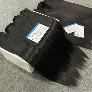Paleta de colores vivos, negro ébano, cabello humano vietnamita 100% liso, listo para enviar, hebras sedosas, sujeción fuerte, suave - Product Image 1