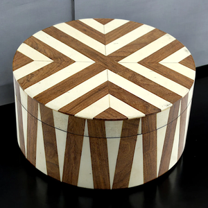 Vintage Style Wooden Bone Inlay Jewelry <b>Box</b> with Intricate Handmade Pattern for Necklace Ring & <b>Bracelet</b> Storage - Product Image 1