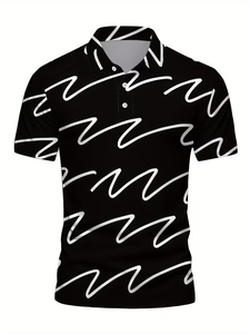 Latest Design Striped Short Sleeve Printed Knitted Jersey Men's Plus Size Summer Casual Shirts Breathable Eco-Friendly 100% - Product Image 3