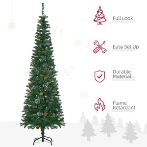 Albero di Natale Artificiale Verde con Aghi di Pino Sottili da 6,5 Piedi, Rami Realistici e Base in Metallo per Decorazioni Natalizie - Product Image 4