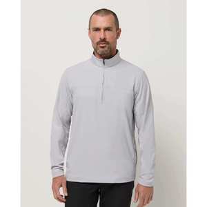 เสื้อสเวตเตอร์ถักแขนยาวสีเทาอ่อนสำหรับผู้ชาย คอตั้ง ซิป ¼ ตัว ทรงลำลอง แห้งเร็ว ทรงปกติ สีพื้น - Product Image 1