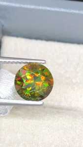 Sphène chromée naturelle de Madagascar, taille ronde, pierre précieuse en vrac, pierre à feu brillante pour la fabrication de bijoux - Product Image 2