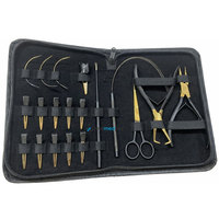 Kit d'outils professionnels pour extensions de cheveux, couleur rose, pinces à micro-anneaux, aiguille à boucle, ensemble complet pour l'installation en salon