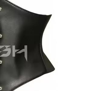 Ceinture Corset Amincissante en Cuir Noir Taille Haute avec Fermeture Avant - Product Image 5