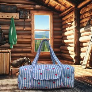 Bolsa de Viaje Deportiva de Fin de Semana, de Algodón Acolchado con Estampado Artesanal, con Cierre, Ecológica, Ligera y Duradera - Product Image 1