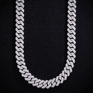 Luxury Iced Out Chevron Link Hip Hop Chain White Gold Finish <b>Statement</b> <b>Necklace</b> for Men Women Premium Fashion Jewelry - Product Image 2