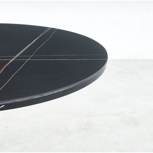 Table à manger sur pied tulipe noire dorée de 31.5 pouces avec dessus en MDF pour 2 à 4 personnes pour les loisirs du milieu du siècle café ou table de bout - Product Image 4